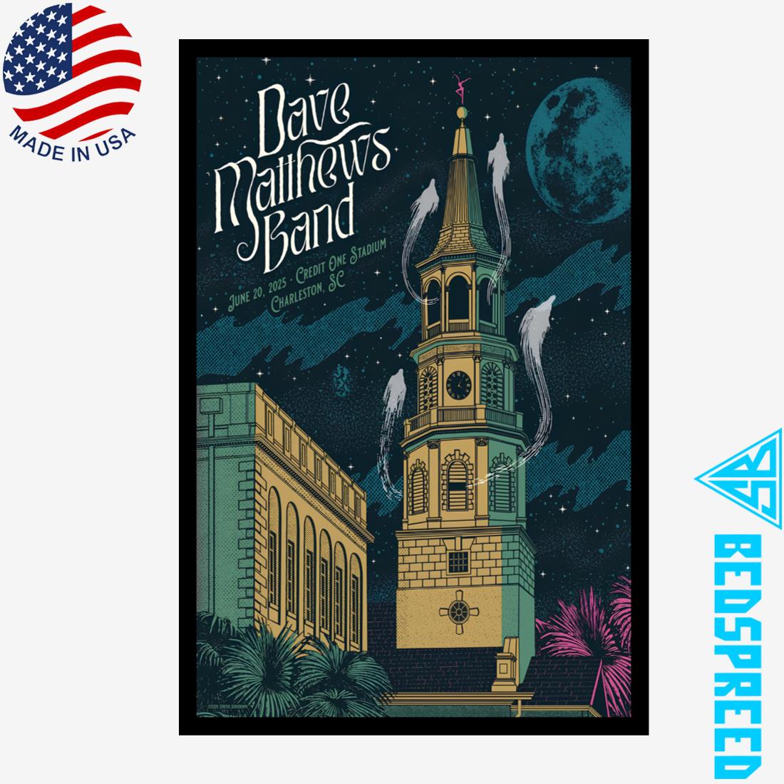 Dave Matthews Band At Credit One Stadium Charleston SC June 20 2025 Poster
