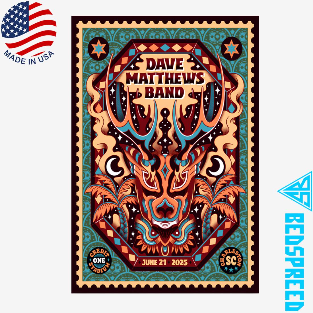 Dave Matthews Band Show at Charleston SC June 21 2025 Poster