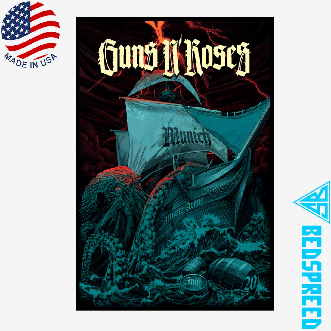 Guns N\' Roses Alianz Arena Munich June 20 2025 Tour Poster