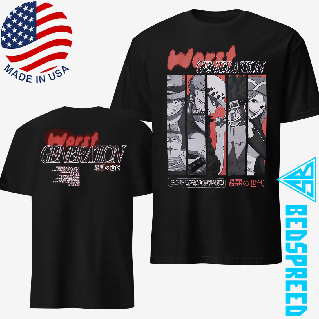 One Piece Worst Generation Panel T-shirt